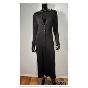 Evolution not Revolution Women’s Button Down Maxi Dress Sz L Black
